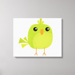 Süßer grüner Vogel-Cartoon Leinwanddruck
