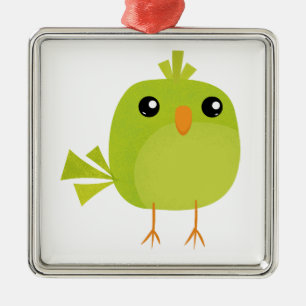 Süßer grüner Vogel-Cartoon Ornament Aus Metall