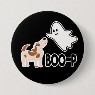 Süßer gruseliger Boo-Welpe Halloween Button