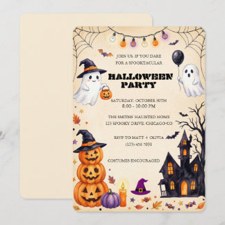 Süßer gruseliger Geist Halloween Spukhaus Einladung