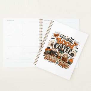 Süßer gruseliger Geist Kaffeeliebhaber Halloween Planer