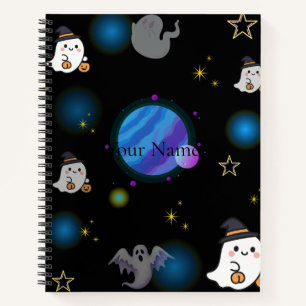 Süßer gruseliger Halloween-Galaxie-Spiralblock Notizbuch