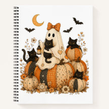 Süßer gruseliger Halloween-Geist mit schwarzen Kat