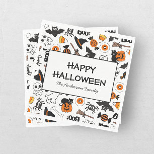 Süßer gruseliger Halloween Schwarz und Orange Serviette