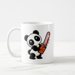 Süßer Gruseliger Kettensägen Zombie Panda Kaffeetasse