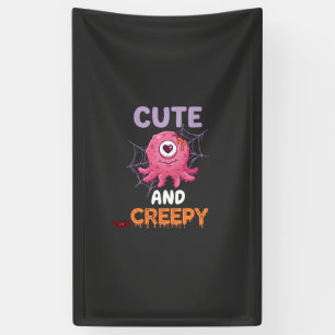 Süßer gruseliger rosa Monster Halloween Spinnennet Banner