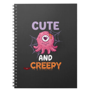 Süßer gruseliger rosa Monster Halloween Spinnennet Notizblock