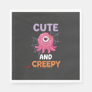 Süßer gruseliger rosa Monster Halloween Spinnennet Serviette