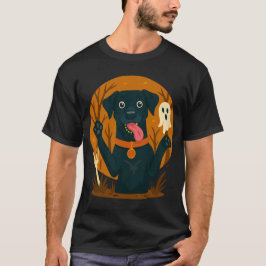 Süßer gruseliger schwarzer Hund mit Geist  T-Shirt
