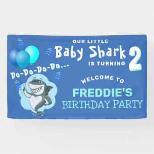 Süßer Hai blaue Ballons Geburtstagsfeier Banner