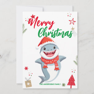 Süßer Hai-Fisch-Weihnachts-Urlaub-Familienname Feiertagskarte