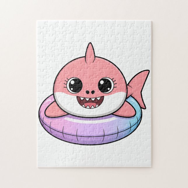 Süßer Haibaby mit Schwimmhilfe | Kinder Puzzle (Vertikal)