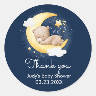Süßer Halbmond Navy Mond Teddybär Baby Shower Runder Aufkleber