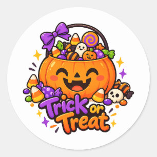 Süßer Halloween-Aufkleber mit Kürbis-Süßigkeiten-E Runder Aufkleber