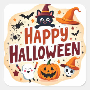 Süßer Halloween-Aufkleber Quadratischer Aufkleber