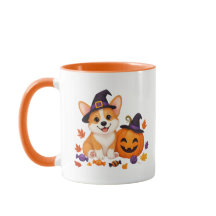 Süßer Halloween-Corgi mit Kürbis