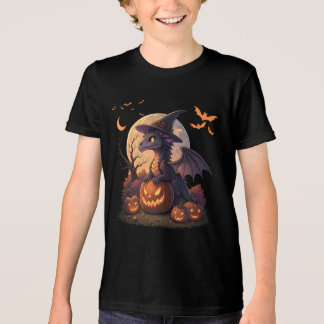 Süßer Halloween-Drache Hexenhut Kürbis Mond  Tri-Blend Shirt