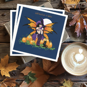 Süßer Halloween-Feen-Kürbisgarten schwarze Katze Serviette