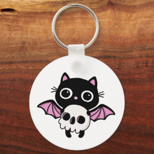 Süßer Halloween-Fledermaus-Katze - Purr-fekt gruse Schlüsselanhänger