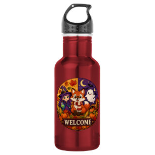 Süßer Halloween Fuchs Hexe Geist Herbst Herbst Wil Edelstahlflasche