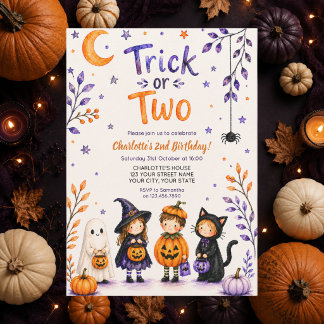 Süßer Halloween-Geburtstag zum 2. Geburtstag: Tric Einladung