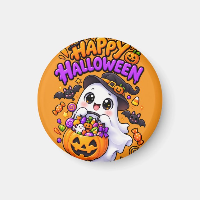 Süßer Halloween-Geist Candy-Kürbis Magnet (Vorne)