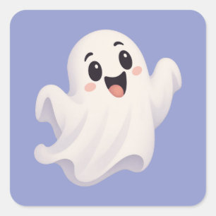 Süßer Halloween-Geist-Cartoon Quadratischer Aufkleber