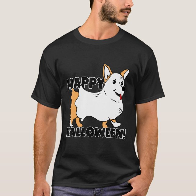 Süßer Halloween-Geist-Corgi T-Shirt (Vorderseite)