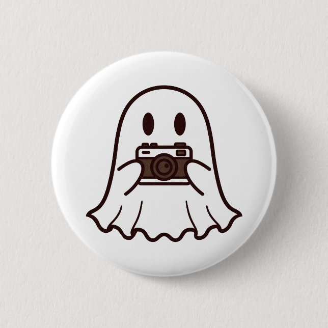 Süßer Halloween-Geist Fotograf Button (Vorderseite)