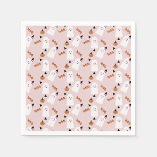 Süßer Halloween-Geist Ghul Orange Konfetti Rosa Serviette