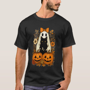 Süßer Halloween-Geist hält schwarze Katze Herbst G T-Shirt