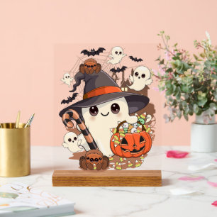 Süßer Halloween-Geist im Kawaii-Stil Acrylschild
