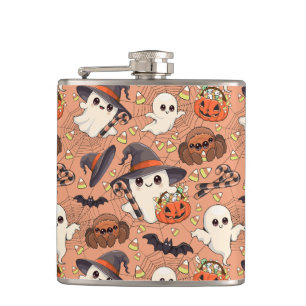 Süßer Halloween-Geist im Kawaii-Stil Flachmann