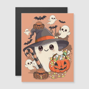 Süßer Halloween-Geist im Kawaii-Stil Magnetkarte