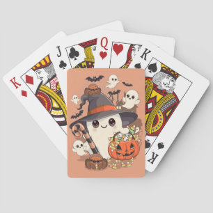 Süßer Halloween-Geist im Kawaii-Stil Spielkarten