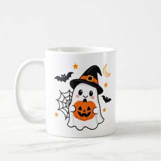 Süßer Halloween-Geist & Kürbis-Hexenhut Halloween Kaffeetasse