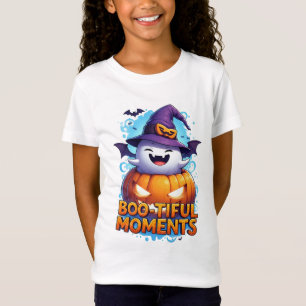 Süßer Halloween-Geist mit fliegenden Fledermäusen T-Shirt