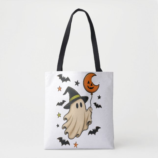 Süßer Halloween-Geist mit Hexenhut (Vorderseite)