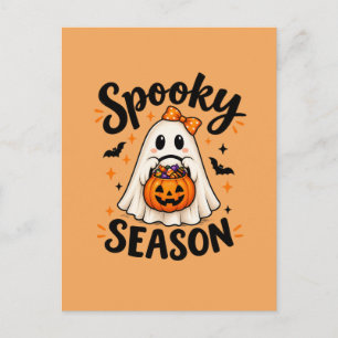 Süßer Halloween-Geist mit kandiertem Kürbis Postkarte