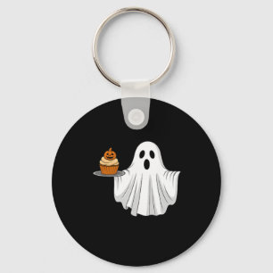 Süßer Halloween-Geist mit Kürbis-Cupcake-Tasche Schlüsselanhänger