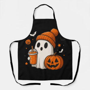 Süßer Halloween-Geist mit Kürbis und Getränk Schürze