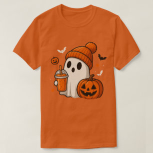Süßer Halloween-Geist mit Kürbis und Getränk T-Shirt