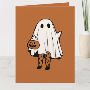 Süßer Halloween-Geist mit Strümpfen Halloween  Karte