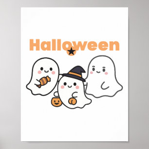 Süßer Halloween-Geist Poster Kawaii Geister