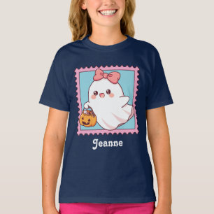 Süßer Halloween-Geist Rosa Coquette-Schleife Kinde T-Shirt