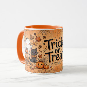 Süßer Halloween-Geist Schwarze Katze Kürbis Tasse