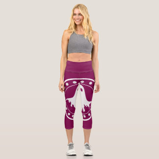 Süßer Halloween-Gruselgeist Orange & Weiß Capri Leggings