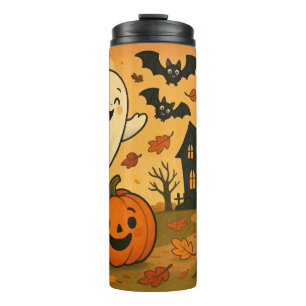 Süßer Halloween-/Herbst-Geist-Kürbis-Cartoon Thermosbecher