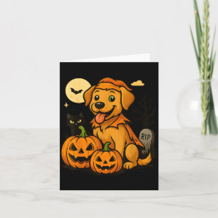 Süßer Halloween-Hund mit Kürbissen und schwarzer K Karte