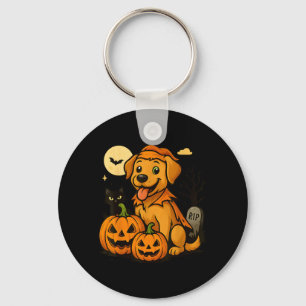 Süßer Halloween-Hund mit Kürbissen und schwarzer K Schlüsselanhänger